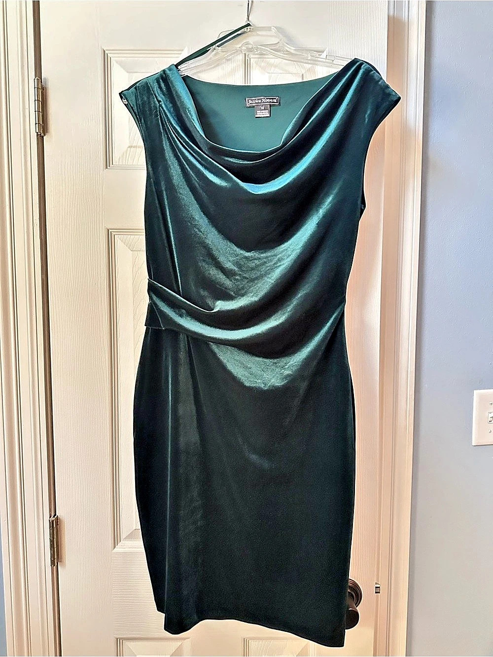 Jessica Howard Draped Neck Midi Dress Green Size 10